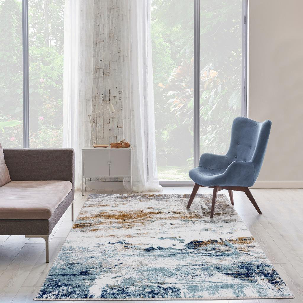 17 Stories Elrosa Abstract Blue/Gray/Brown Area Rug | Wayfair